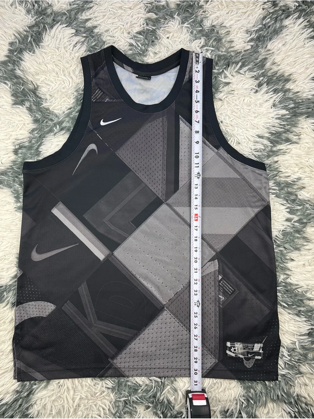 Nike Basketball KD Kevin Durant Tank Top Jersey Sleeveless Black Pattern Size XL